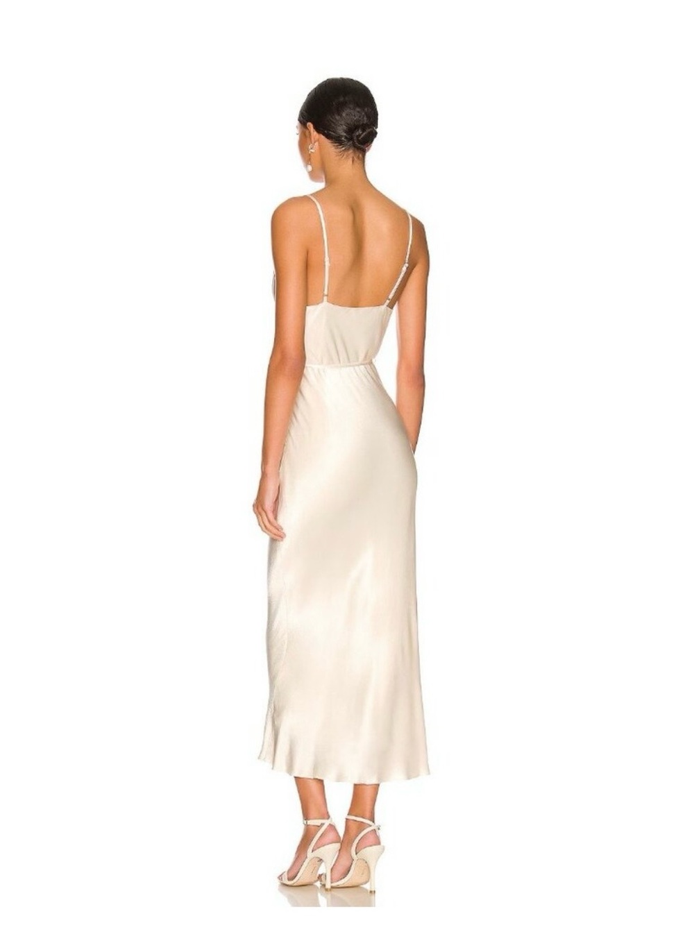 Shona Joy Ivory Satin Slip Midi Dress